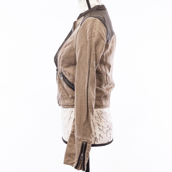 Free People Linen Vegan leather Moto Biker Jacket - Picture 9 of 14